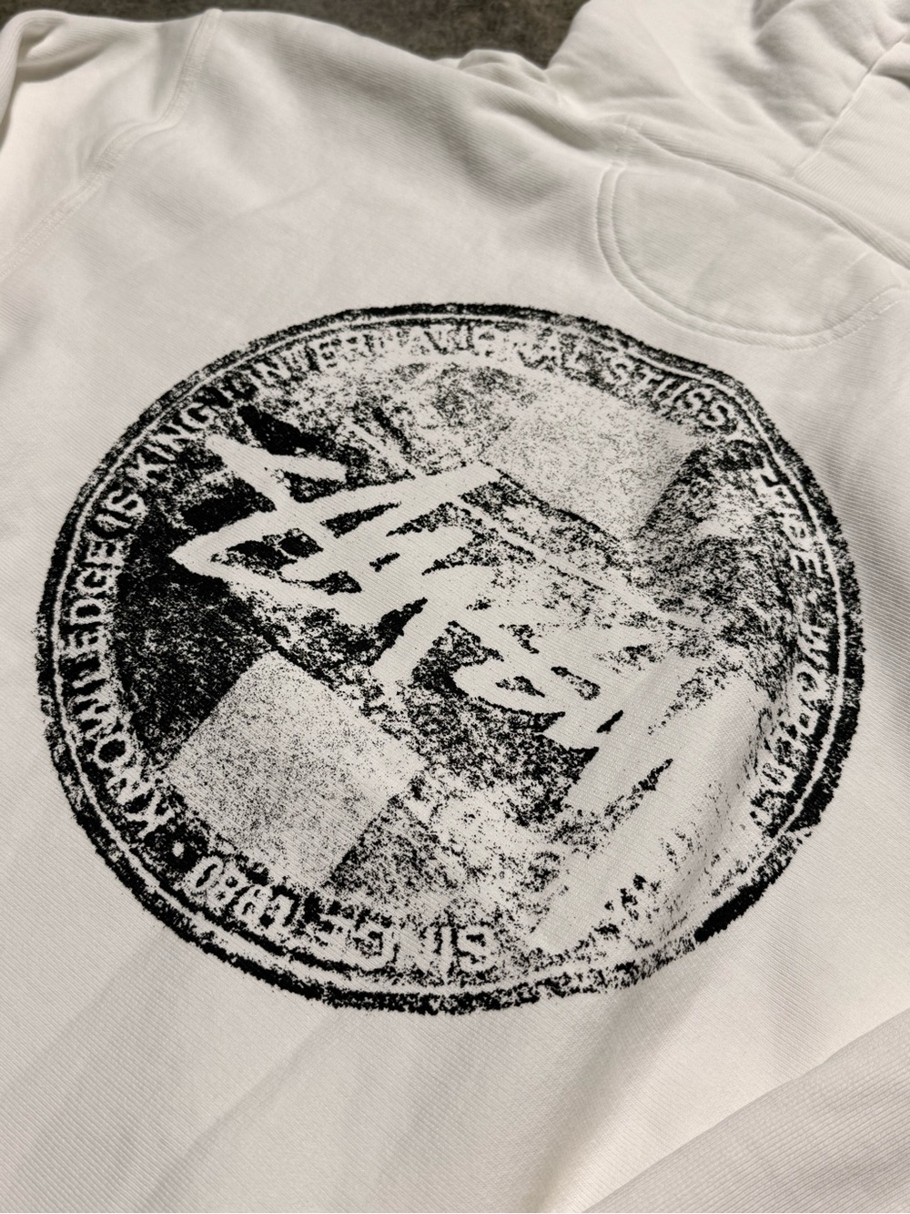 Stussy Cream Pullover Hoodie with Chest Logo - Picture 6 of 6